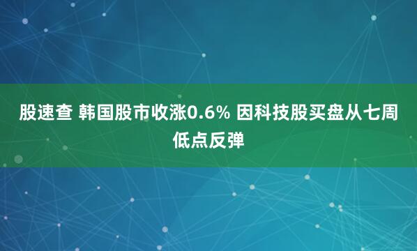 股速查 韩国股市收涨0.6% 因科技股买盘从七周低点反弹