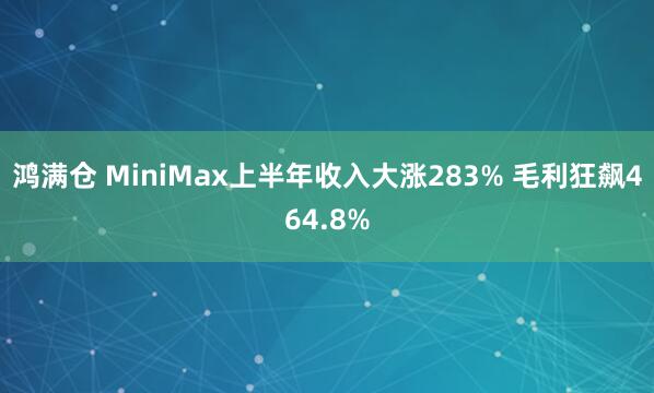 鸿满仓 MiniMax上半年收入大涨283% 毛利狂飙464.8%
